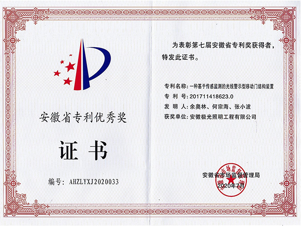 专利优秀奖证书